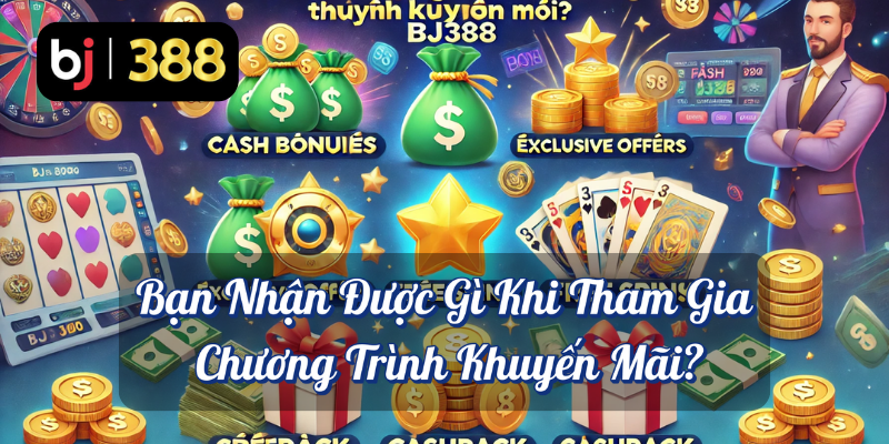 Tiền Thưởng Dễ Dàng Tại BJ388: Cơ Hội Vàng Cho Thành Viên Mới 4 Bạn nhận được gì khi tham gia chương trình khuyến mãi BJ388